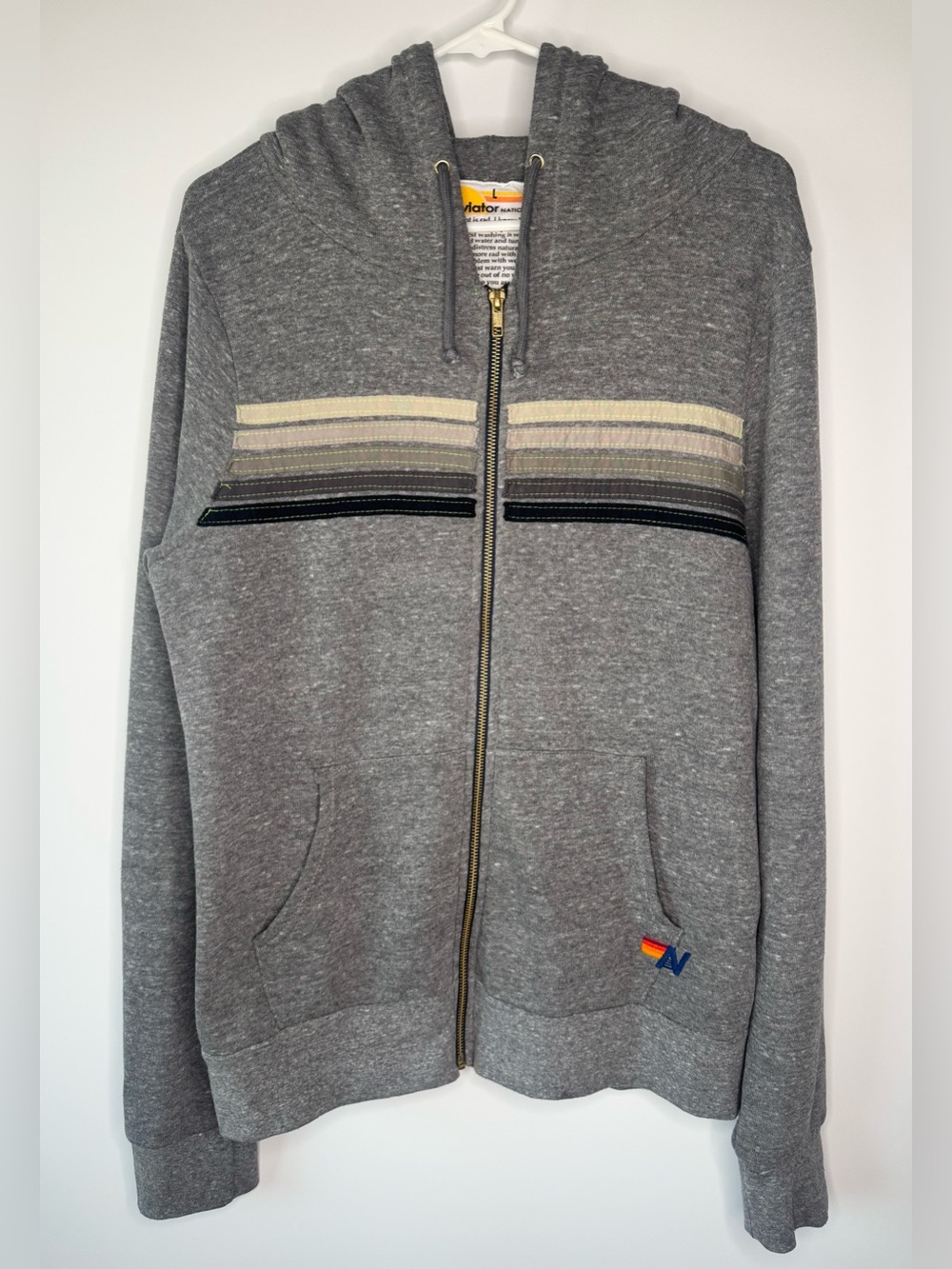 Aviator Nation 5 Stripe Zip Up Hoodie